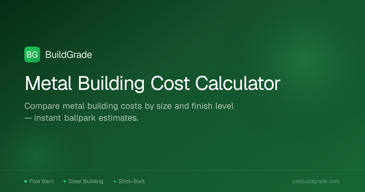 Metal Building Cost Calculator (2026 Prices) | BuildGrade